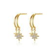 Trinity Luxe Mini Sterling Silver Double Hoop Earrings With Star Charms
