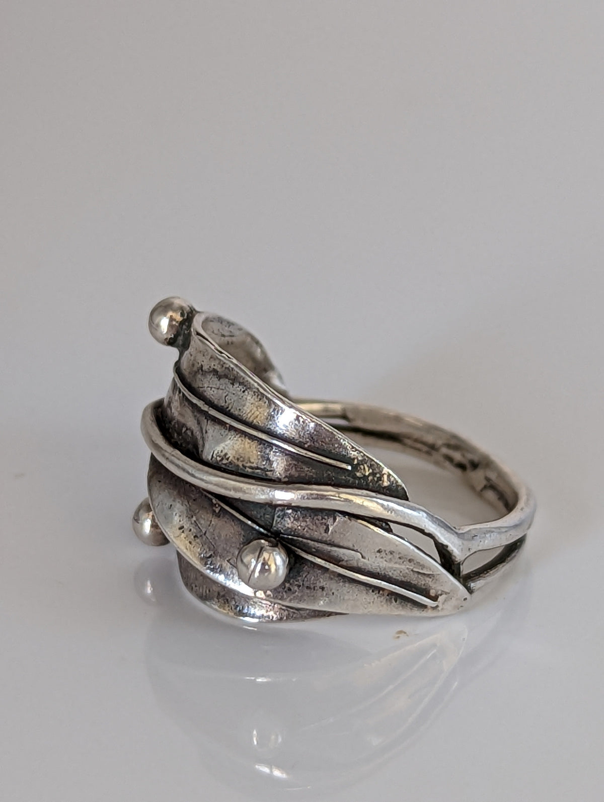 Bague Feuilles en Argent 925 avec Bourgeons en Argent – Cadeau Inspiré de la Nature