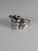 925 Silver Leaves Ring with Brass Buds – Artisan Silver Band Inspired by Nature