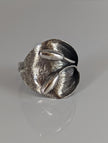 Silver Steed Big Leaf with Ornament Silver Ring