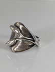 Silver Steed Big Leaf with Ornament Silver Ring