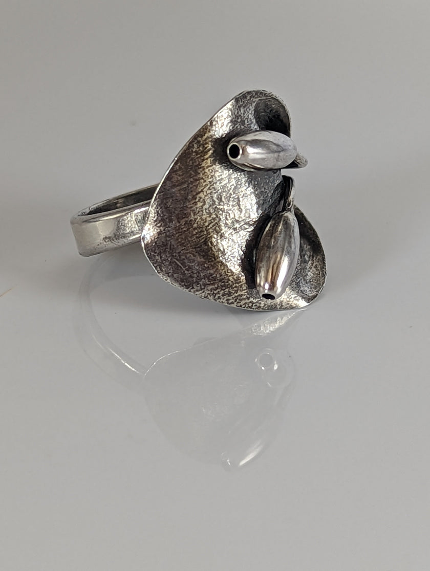 Bague en argent Silver Steed Big Leaf avec ornement