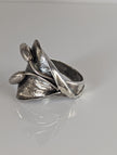 Silver Steed Big Leaf with Ornament Silver Ring
