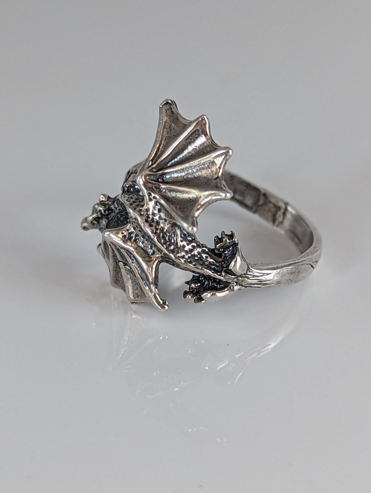 Silver Steed Fantasy Dragon Ring