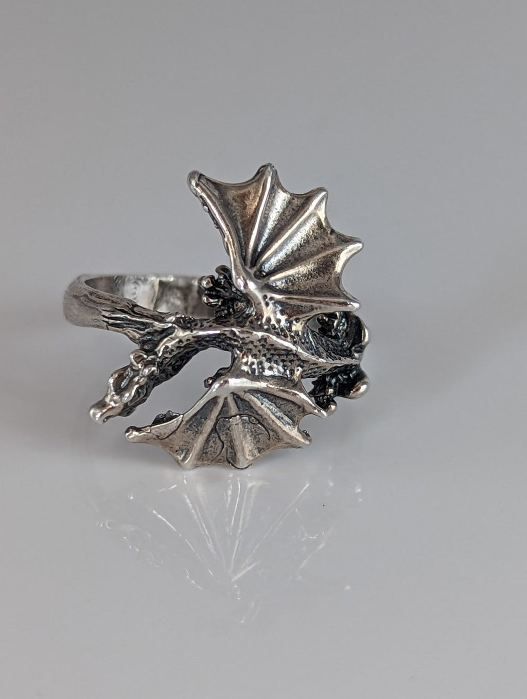 Silver Steed Fantasy Dragon Ring