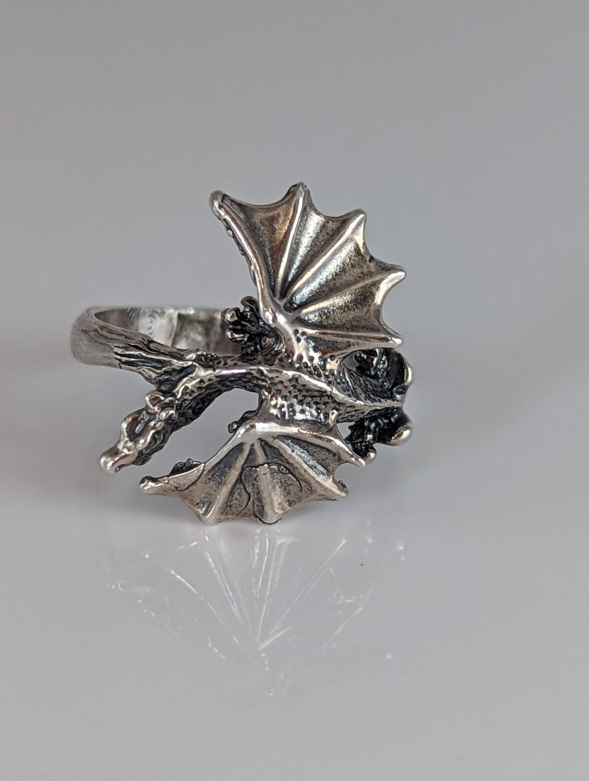 Silver Steed Fantasy Dragon Ring