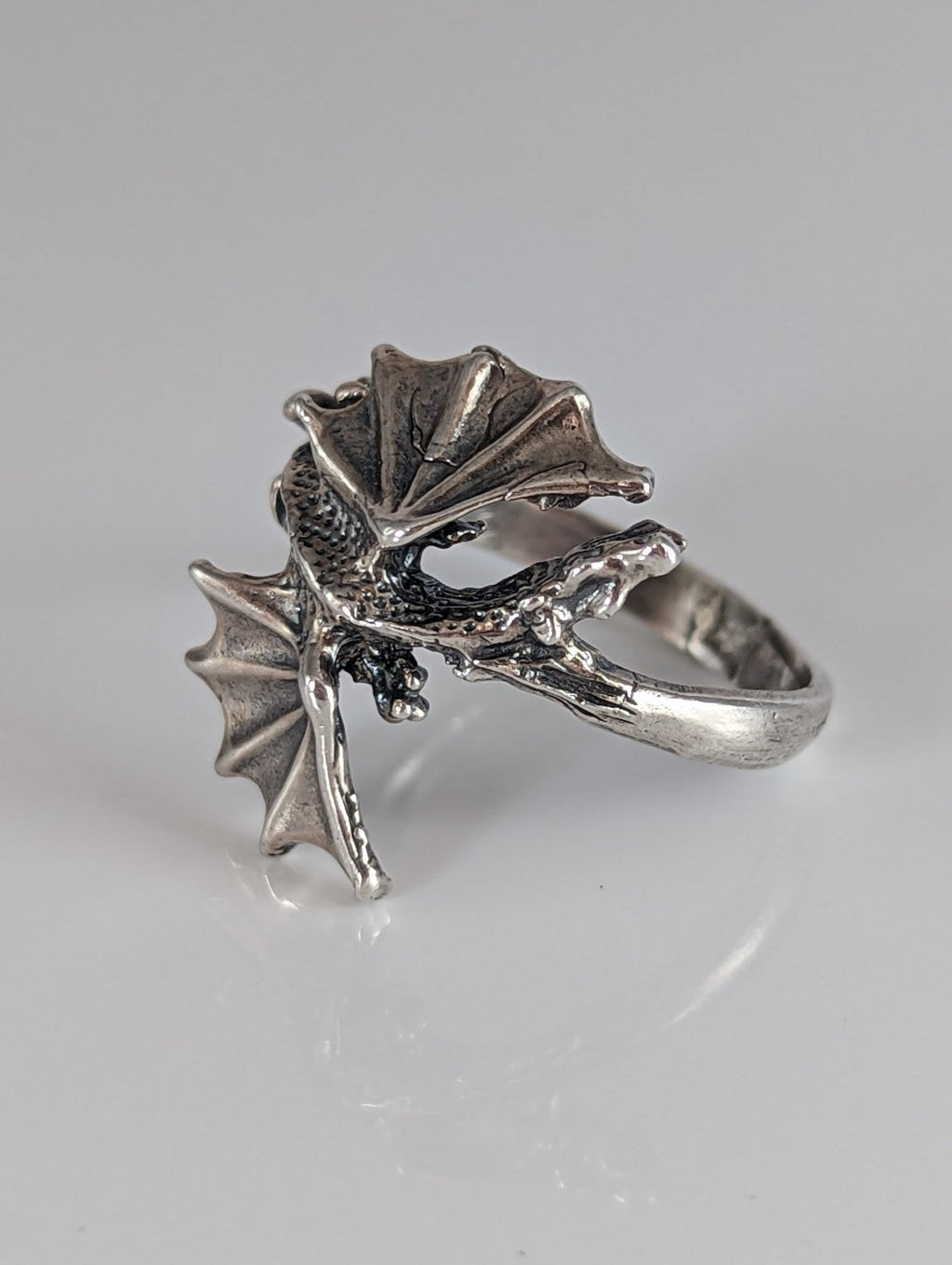 Silver Steed Fantasy Dragon Ring