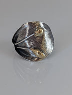 Silver Steed Big Leaf with Ornament Silver Ring