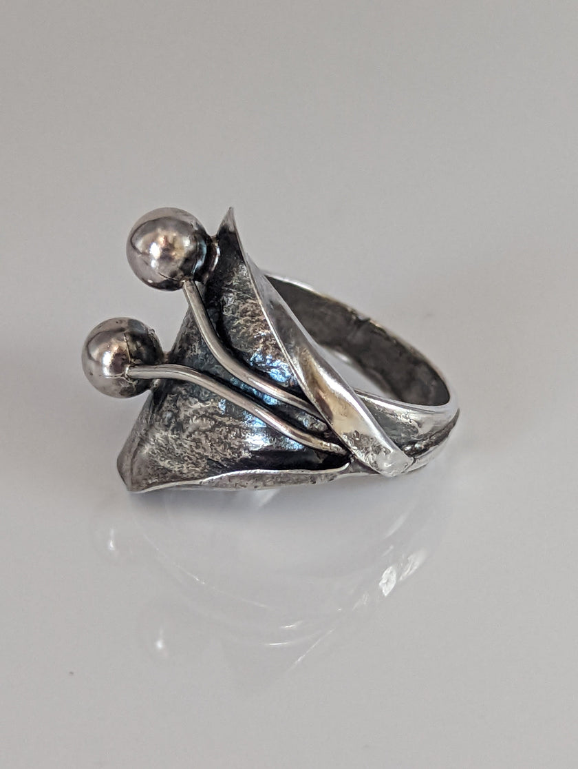 Bague en argent Silver Steed Big Leaf avec ornement