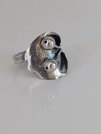 Silver Steed Big Leaf with Ornament Silver Ring