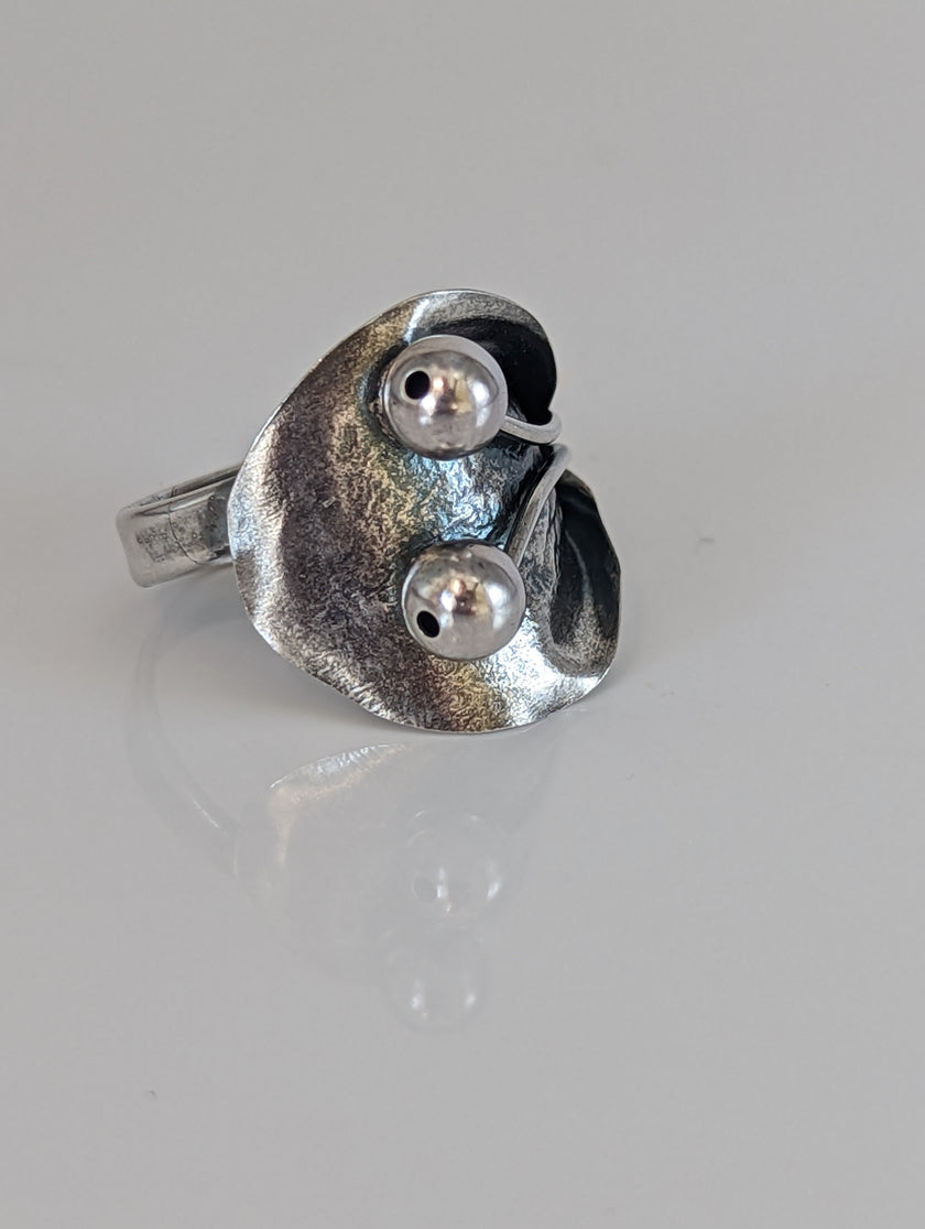 Bague en argent Silver Steed Big Leaf avec ornement