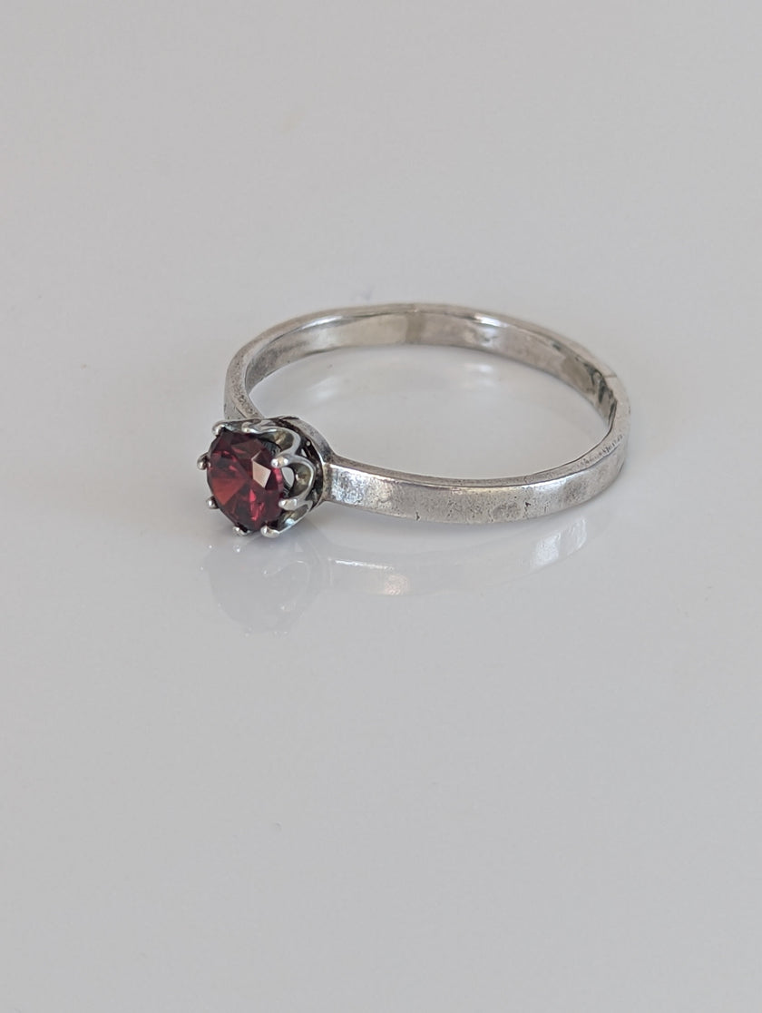 Silver Steed Silver Ruby Zirconia Ring