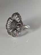 Silver Steed Large Unique Flower Handmade Silver Ring