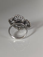 Silver Steed Large Unique Flower Handmade Silver Ring