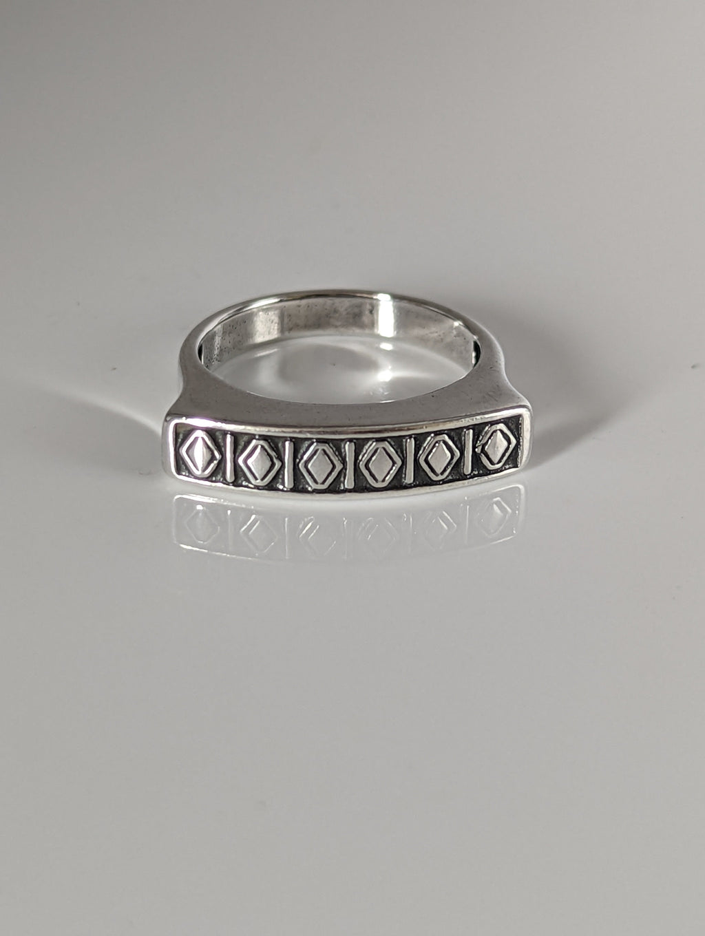 Silver Steed Greek Theme Ring