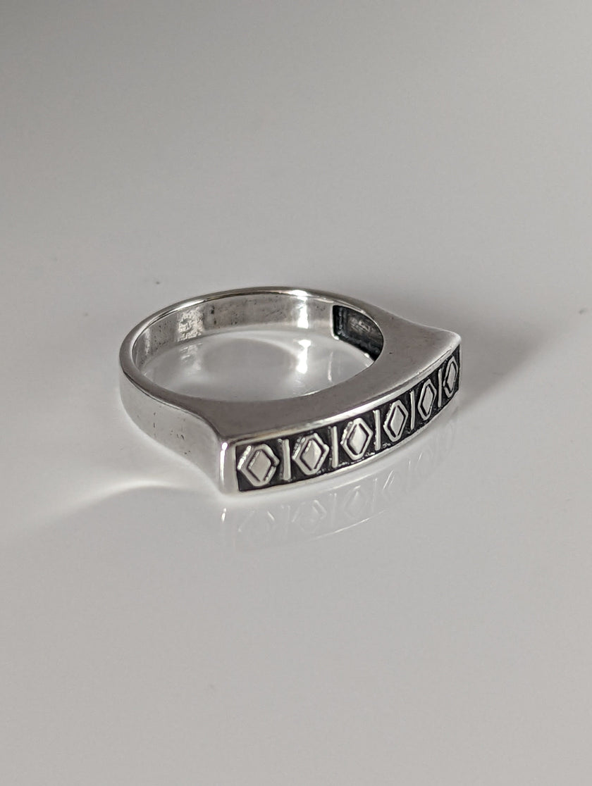 Silver Steed Greek Theme Ring
