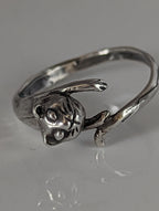 Silver Steed Jumping Cat Silver Ring
