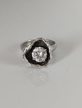Silver Steed Large Zirconia in a Flower Silver Ring