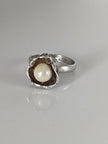 Silver Steed Pearl in a Flower Silver Ring