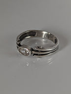 Silver Steed Silver Zirconia Antique Ring