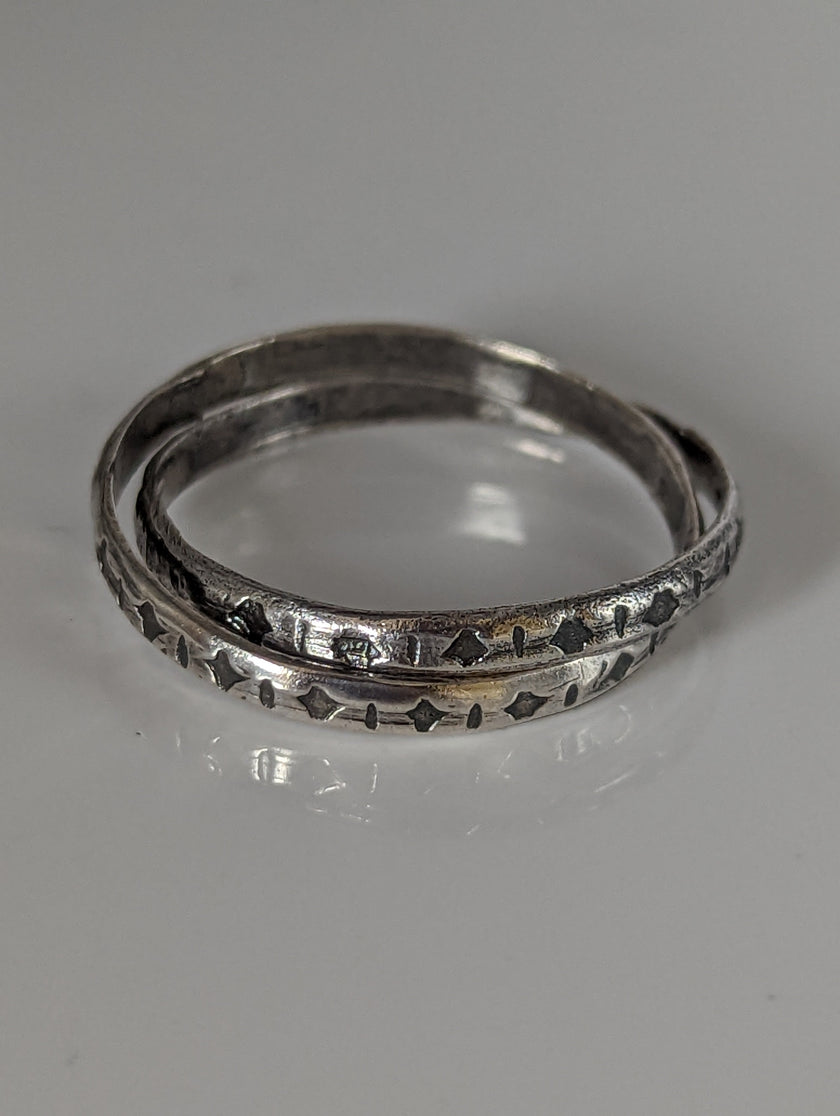 Silver Steed Two Interlinking Bands