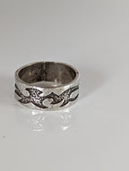 Silver Steed Flames Ring