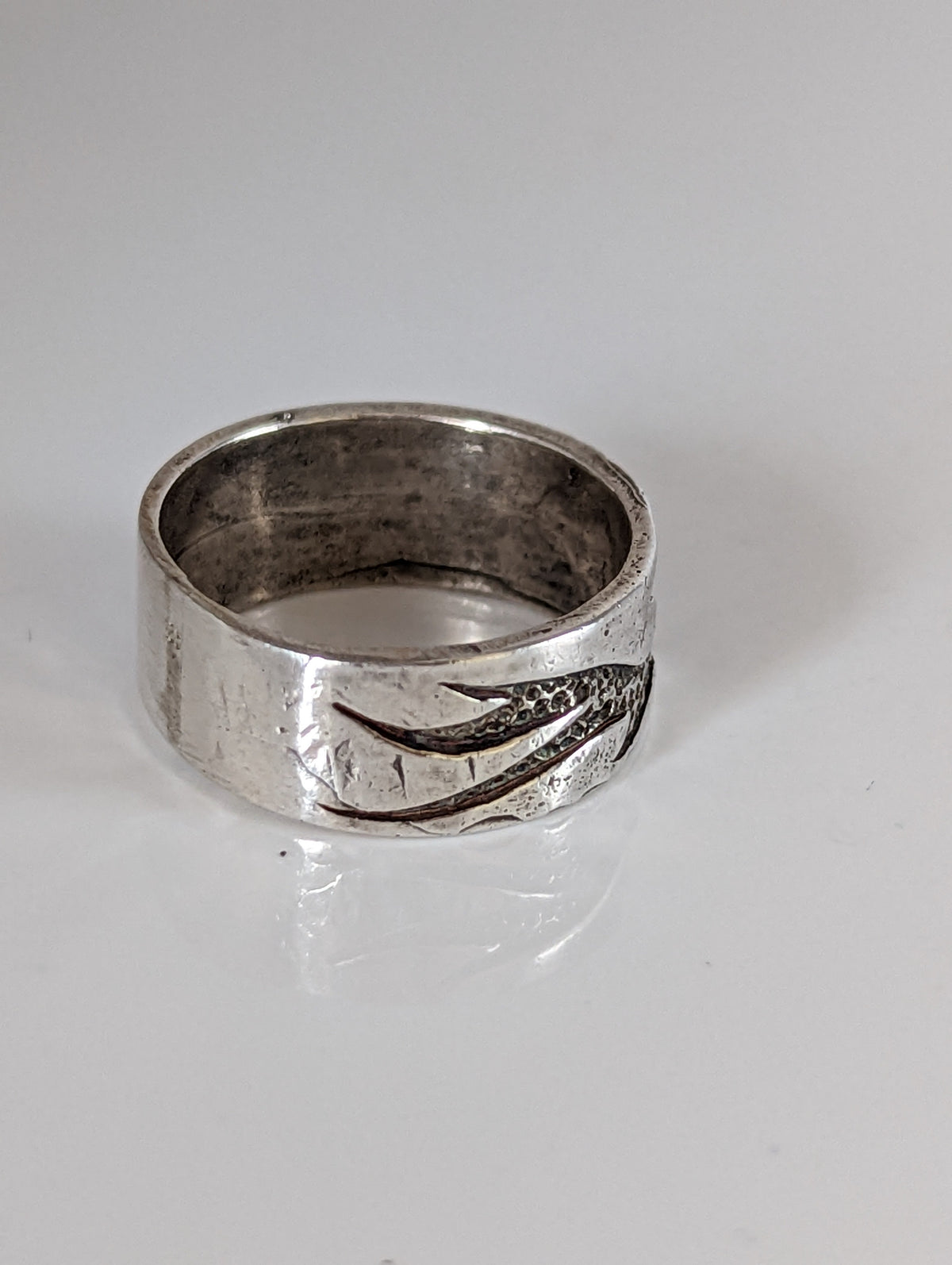 Silver Steed Flames Ring