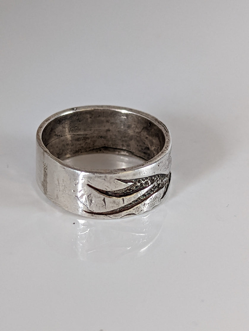 Silver Steed Flames Ring