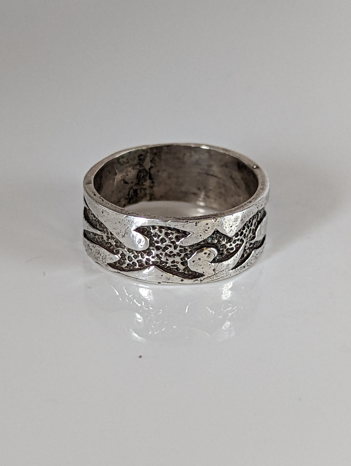 Silver Steed Flames Ring