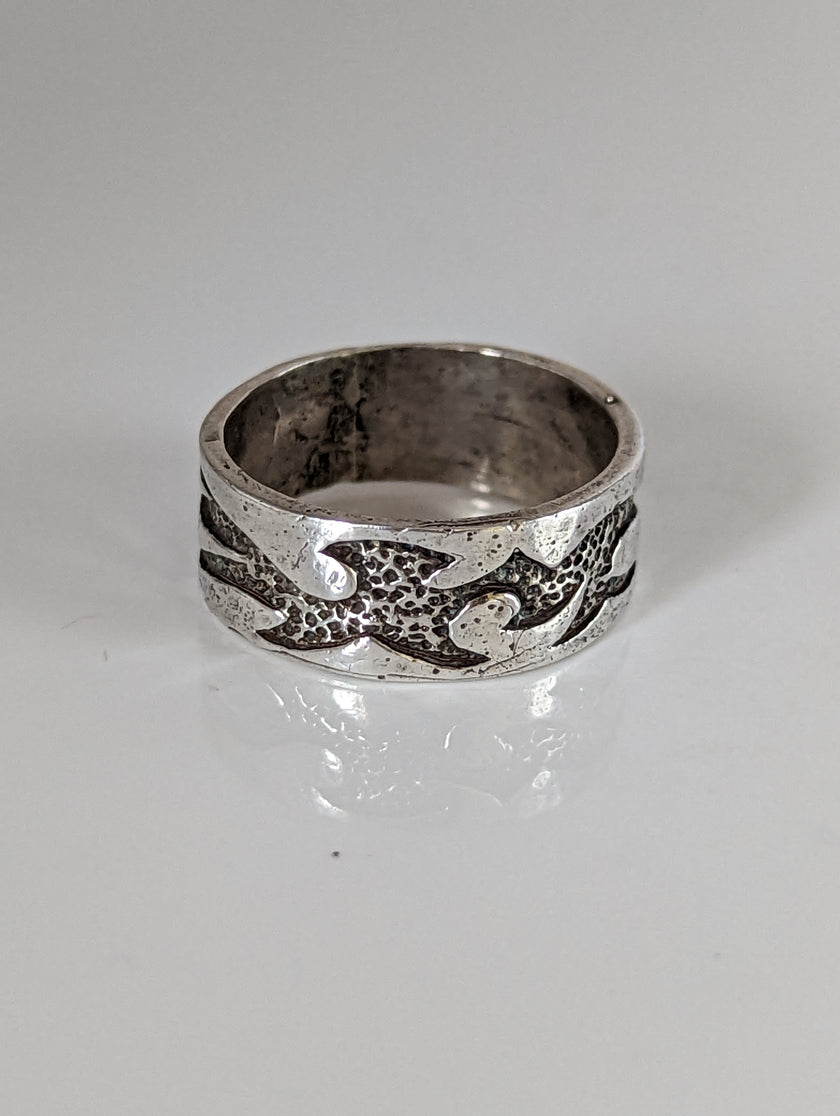 Silver Steed Flames Ring