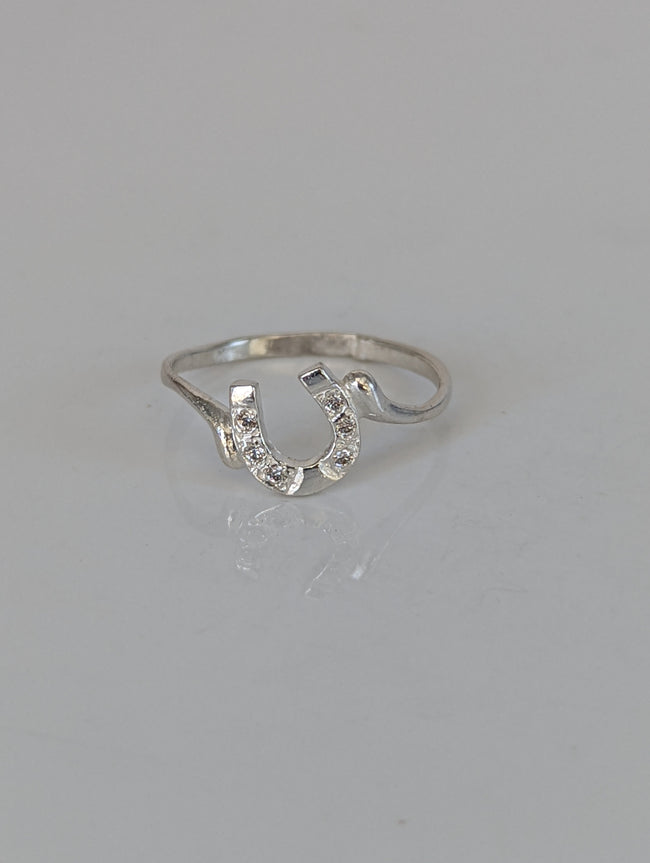 Bague fer à cheval en argent 925 avec zircons – Cadeau équestre porte-bonheur