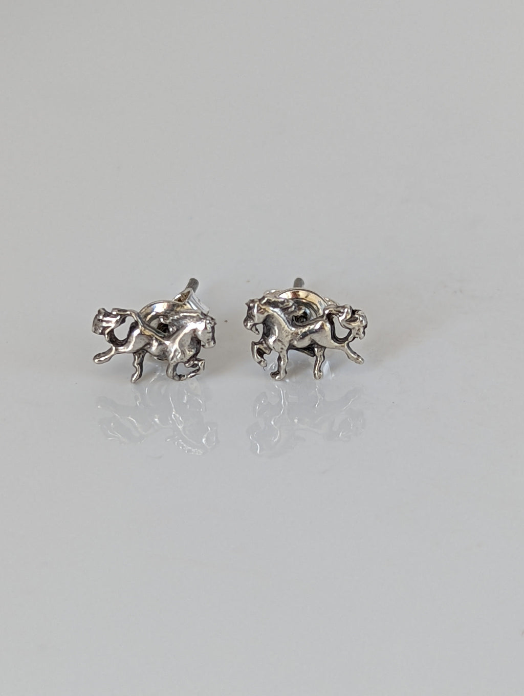 925 Silver Galloping Horse Studs – Handmade Equestrian Earrings