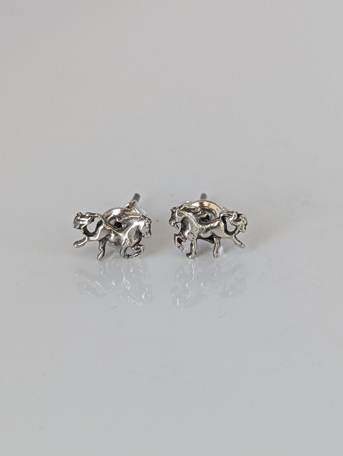 925 Silver Galloping Horse Studs – Handmade Equestrian Earrings