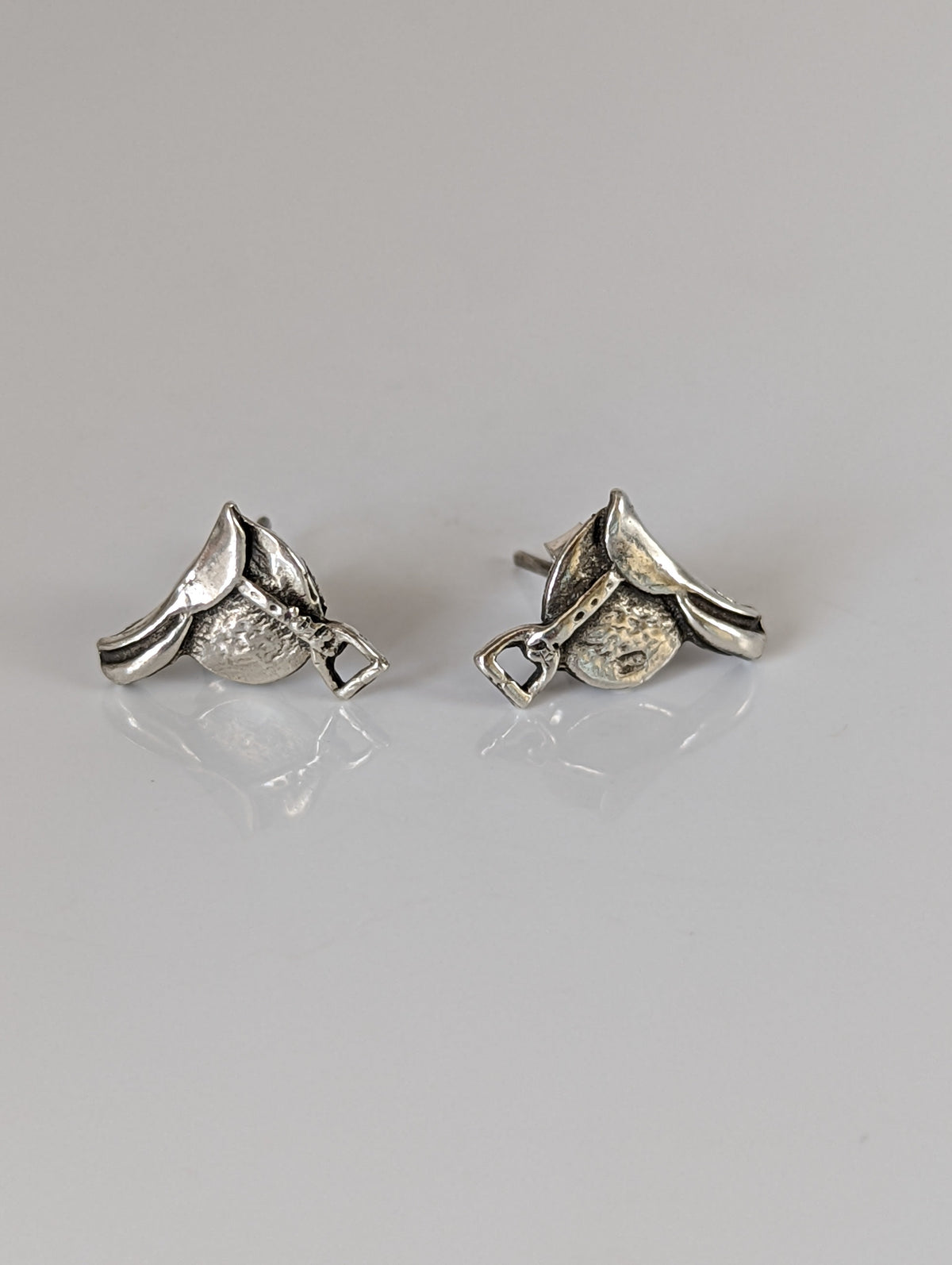 Silver Steed Silver Saddle Stud Earrings