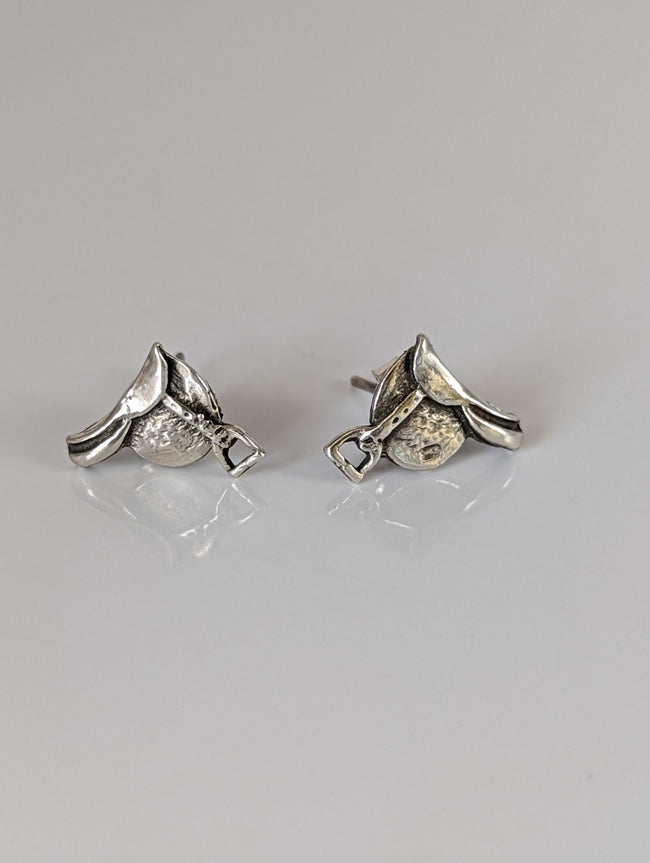 Silver Steed Silver Saddle Stud Earrings