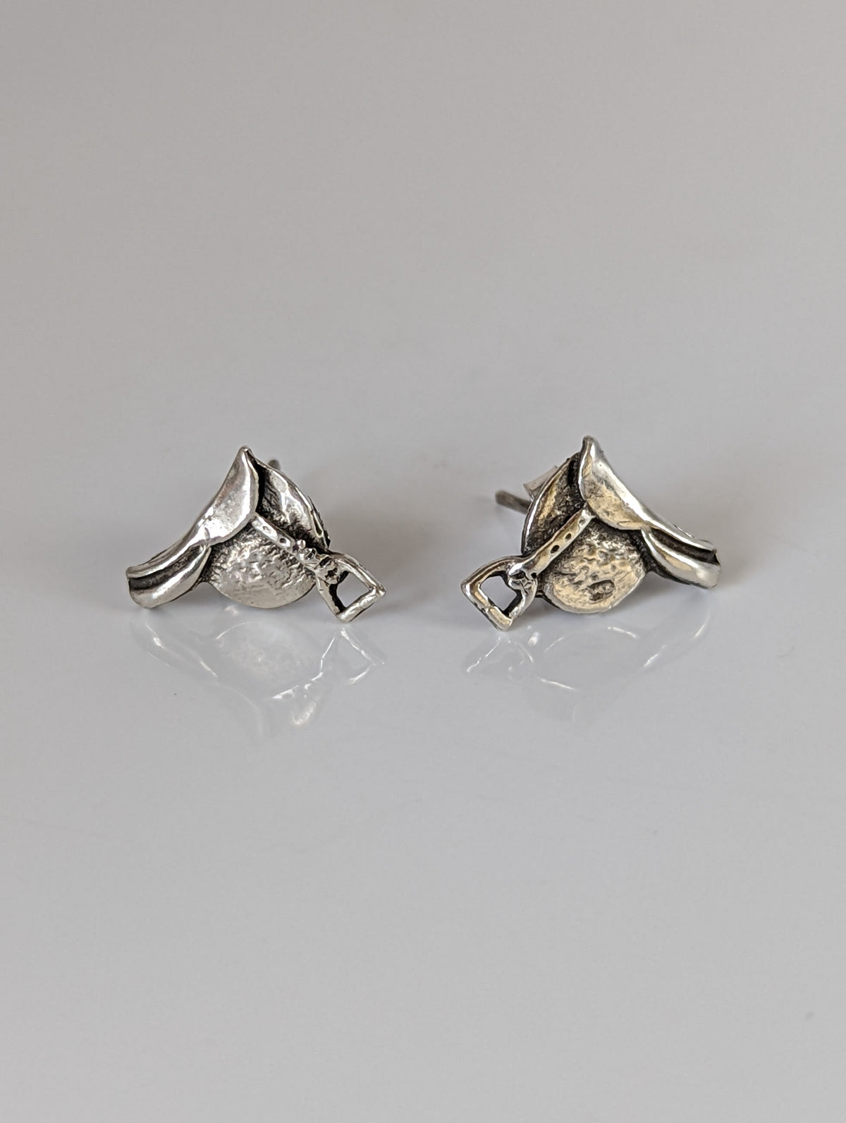 Silver Steed Silver Saddle Stud Earrings