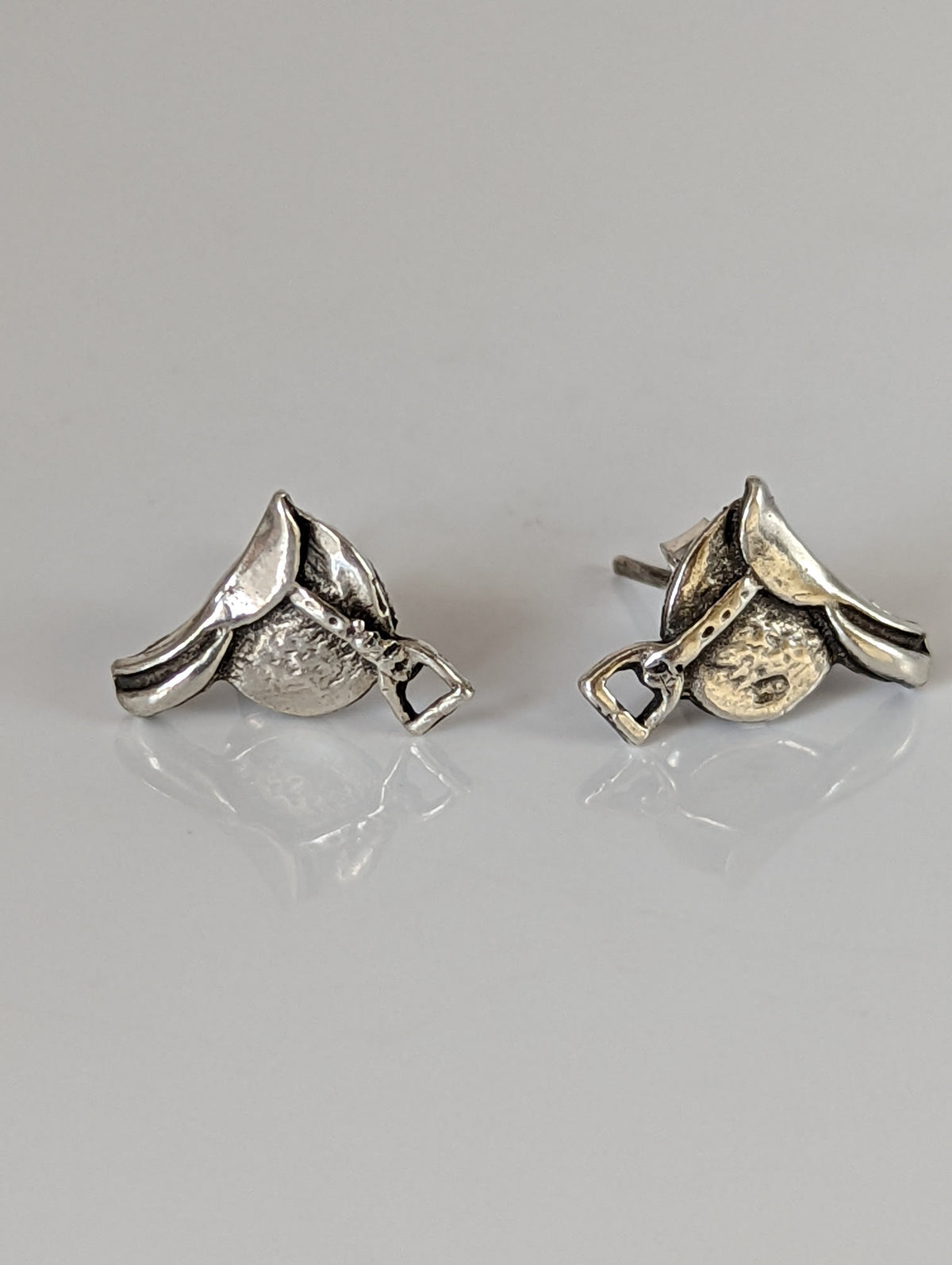 Silver Steed Silver Saddle Stud Earrings