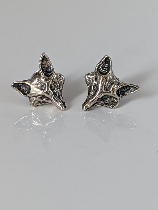 Silver Steed Fox Head Stud Earrings