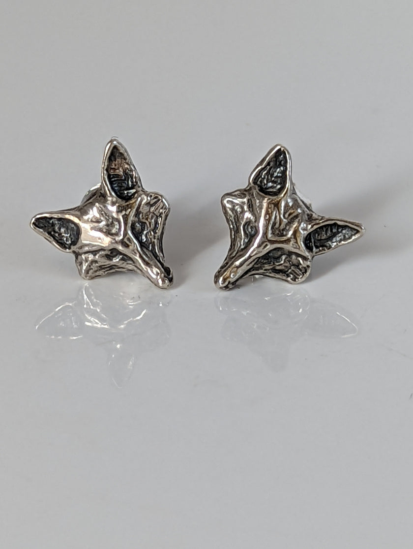 Silver Steed Fox Head Stud Earrings