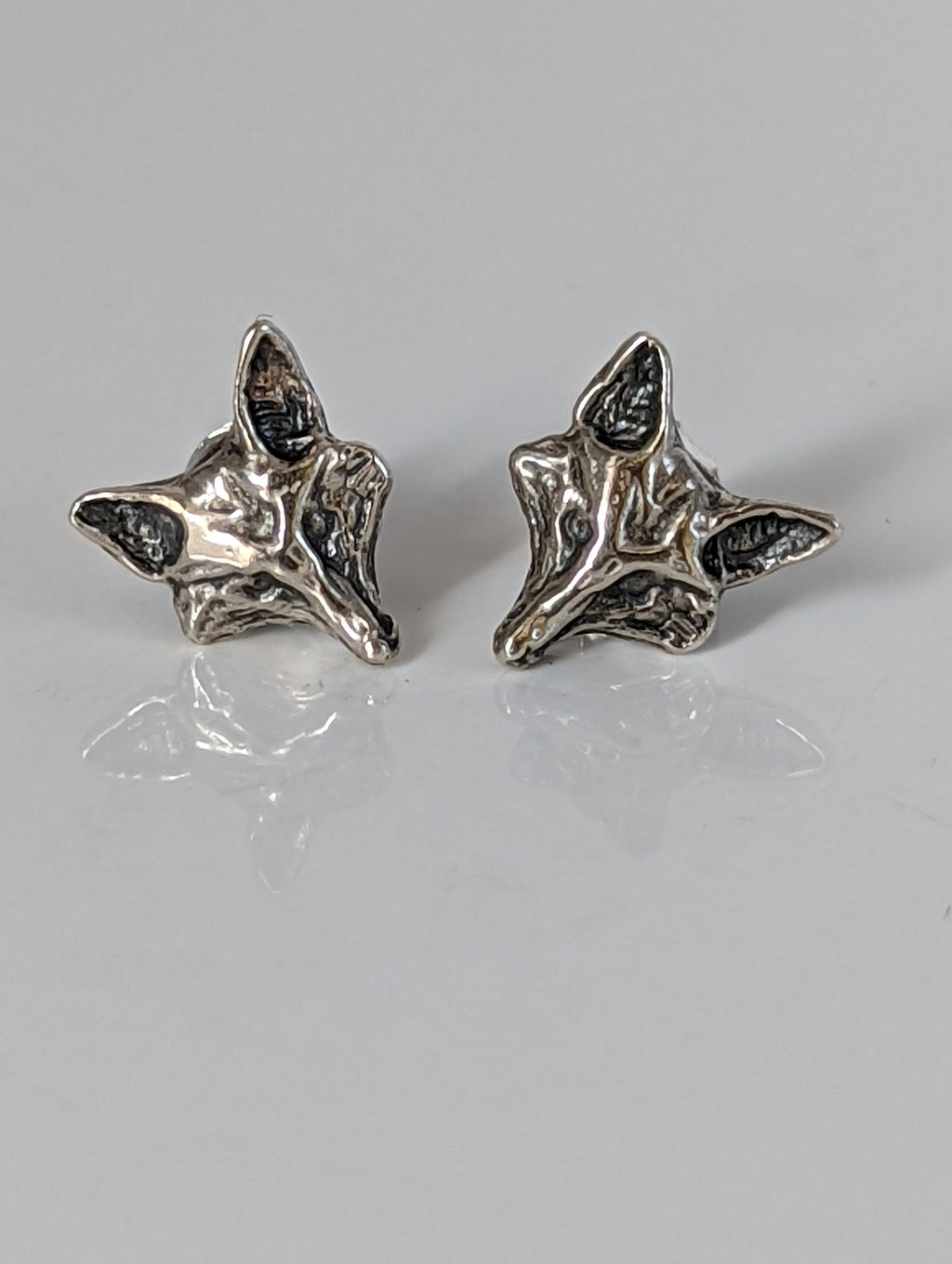 Silver Steed Fox Head Stud Earrings
