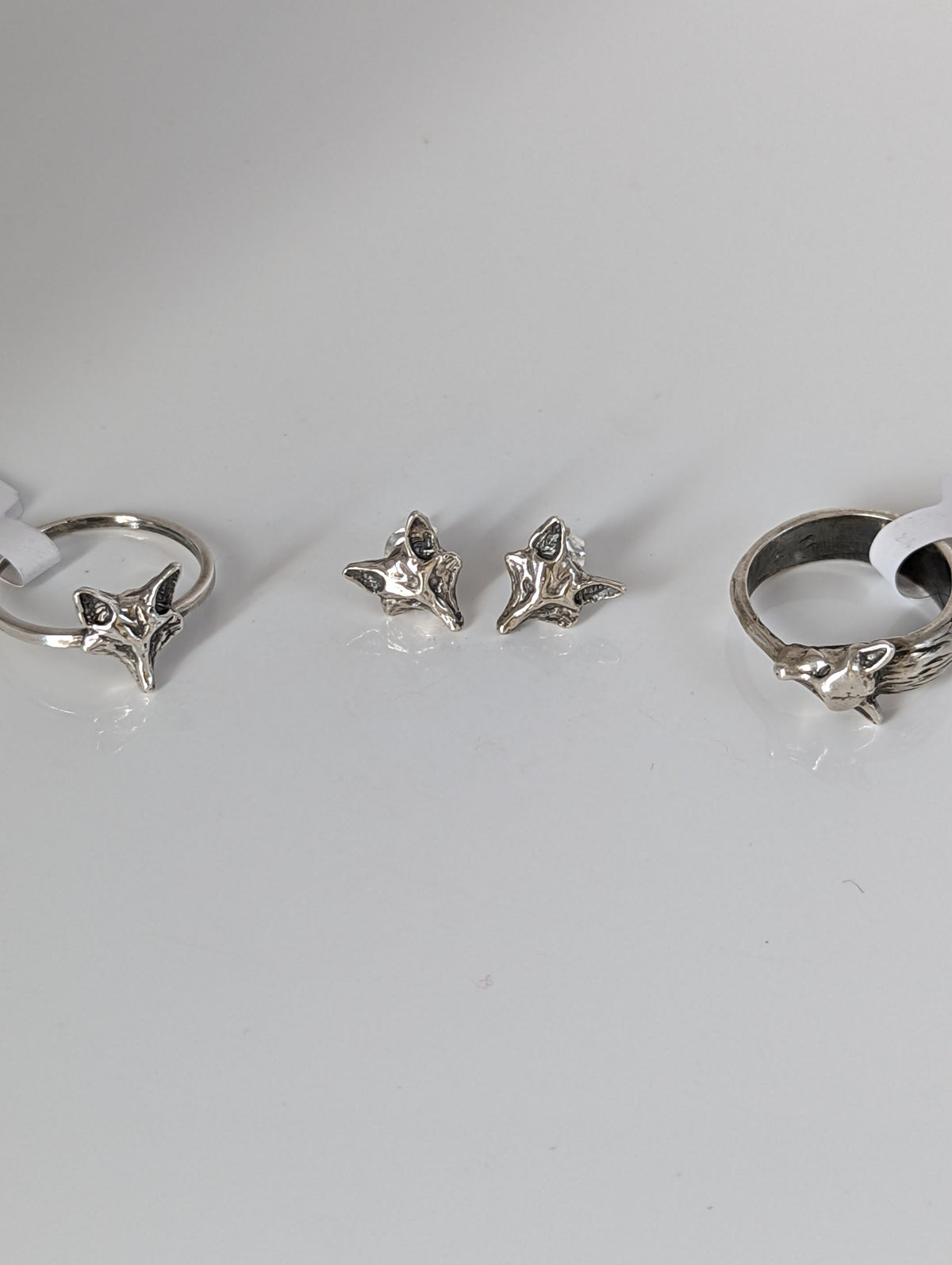 Silver Steed Fox Head Stud Earrings