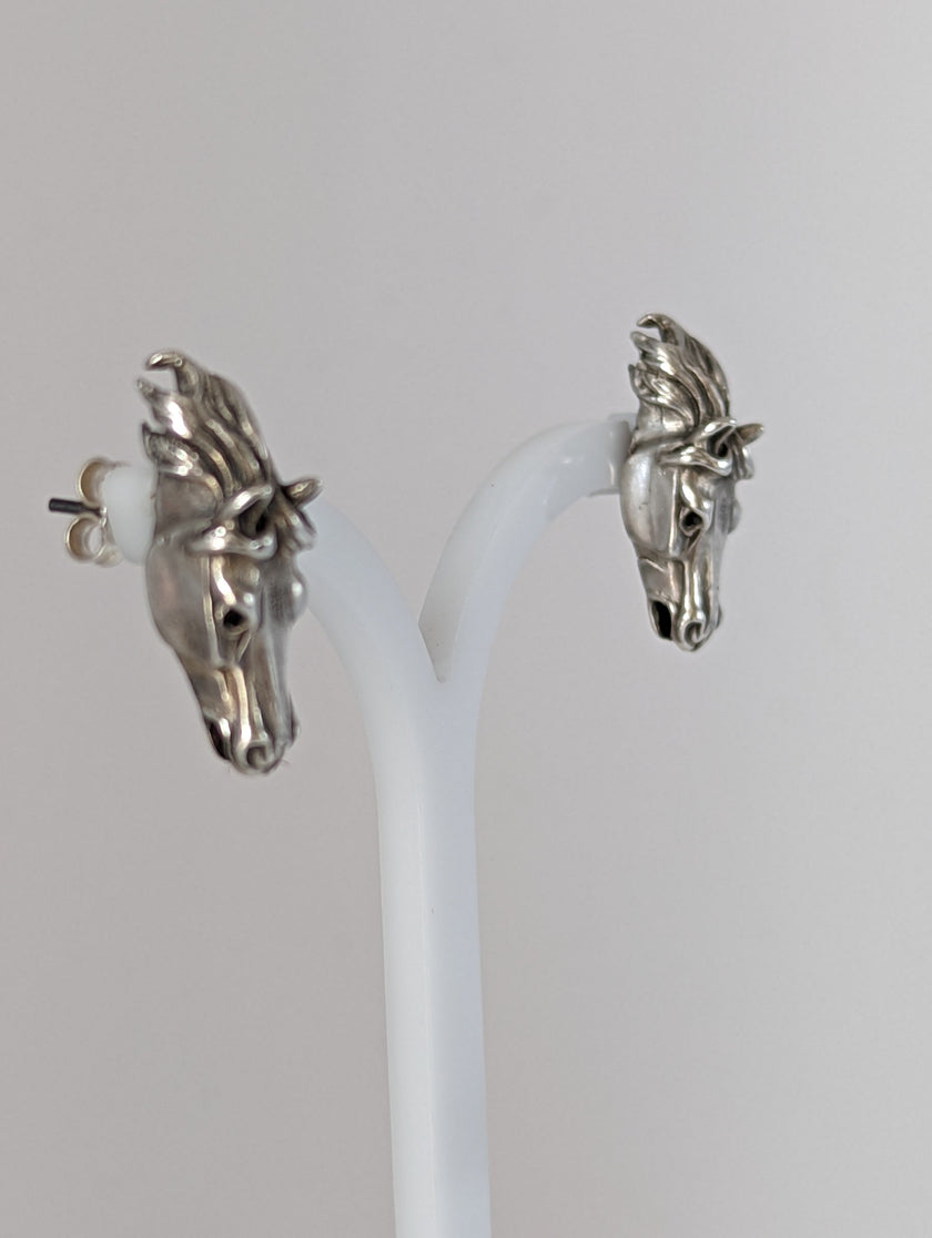 Silver Steed 3D Horse Head Studs 2