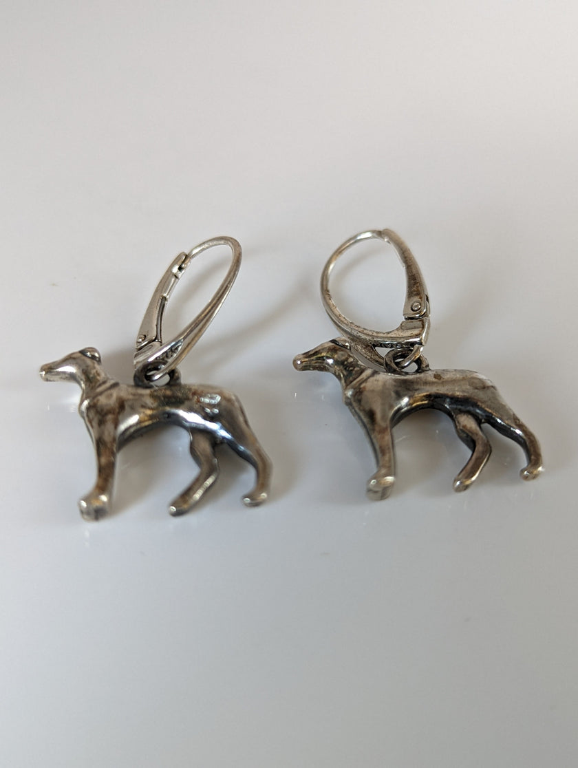 Silver Steed Dropped Greyhound Earrings