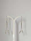 Silver Steed Flower Stem Dangling Earrings