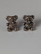 Silver Steed Teddy Bear Stud Earrings