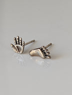Silver Steed Hand and Foot Stud Earrings