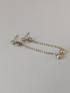 Silver Steed Long Delivate Silver Ball Stud Earrings