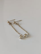 Silver Steed Long Delivate Silver Ball Stud Earrings