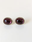 Silver Steed Purple Ovals Stud Earrings