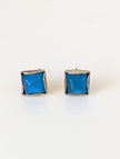Silver Steed Square Coloured Stud Earrings
